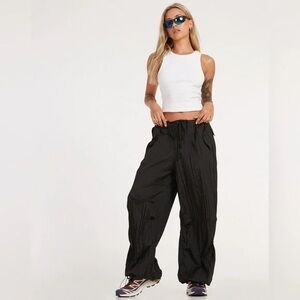 Motel Rocks Black Cargo Pants Chute Trouser
